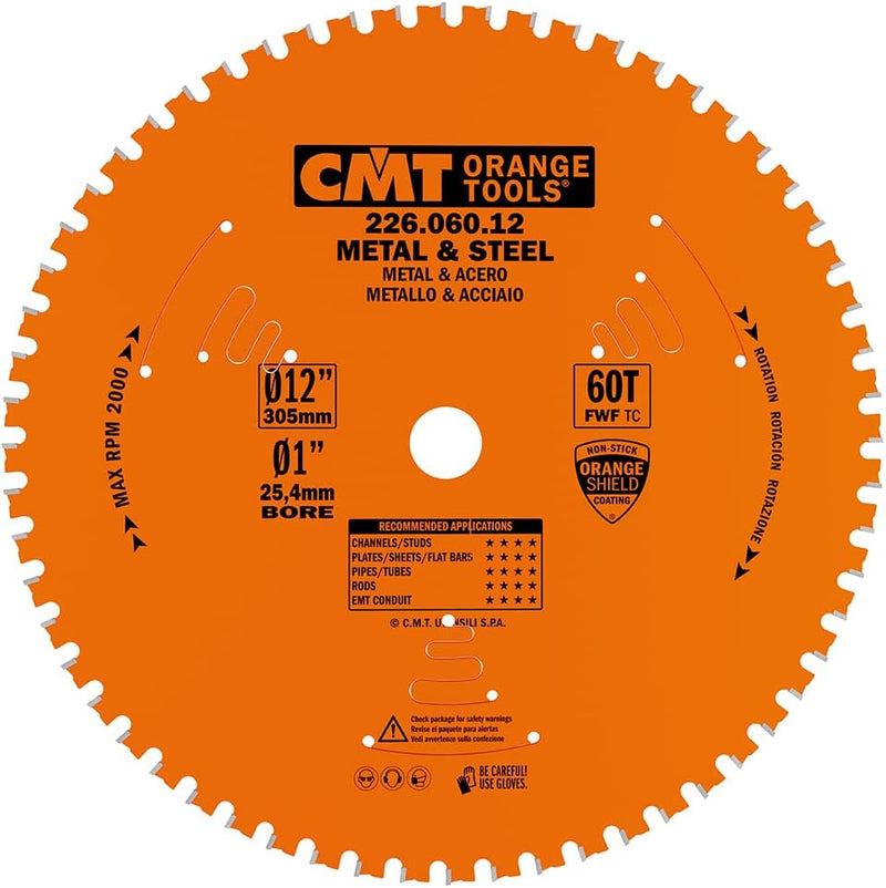 CMT Industrial Dry Cut Steel Saw Blade, 12-Inch x 60 Teeth