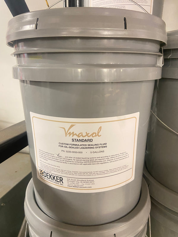 DEKKER VACUUM TECHNOLOGIES VMAXOL STANDARD VACUUM PUMP OIL – 5 GALLON PAIL (P/N 5220-0050-000)